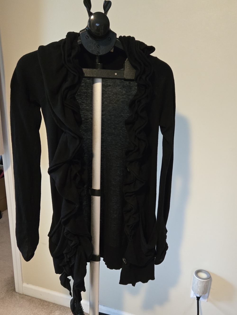Moth Black Ruffle-Front Cardigan